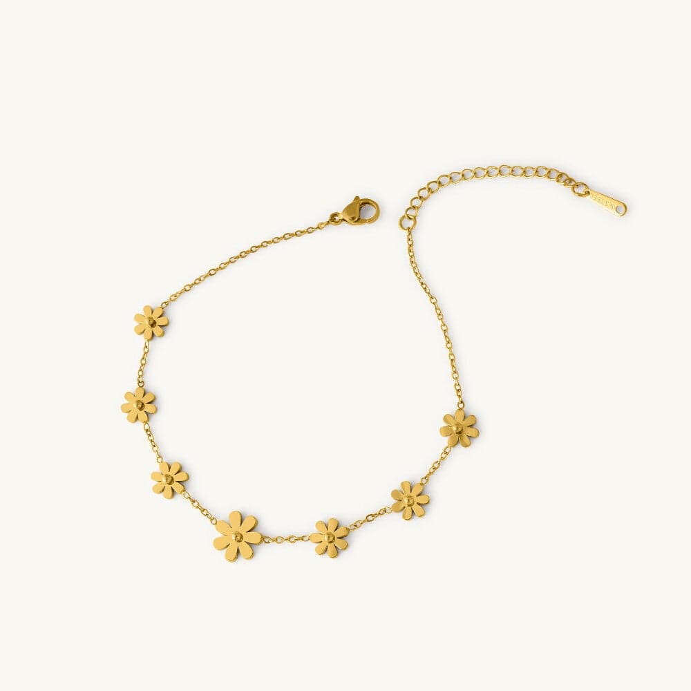 PALMONAS 18k Gold Tone Plated Floral Finesse Anklet
for Women