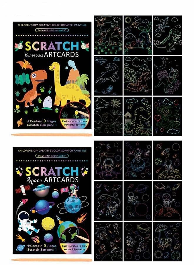 Creative Scratch Paper Art Set for Kids - Includes Card Scratch Art and Crafts Kit with Wooden Stylus - Fun Black Scratch Off Coloring Drawing Toys
