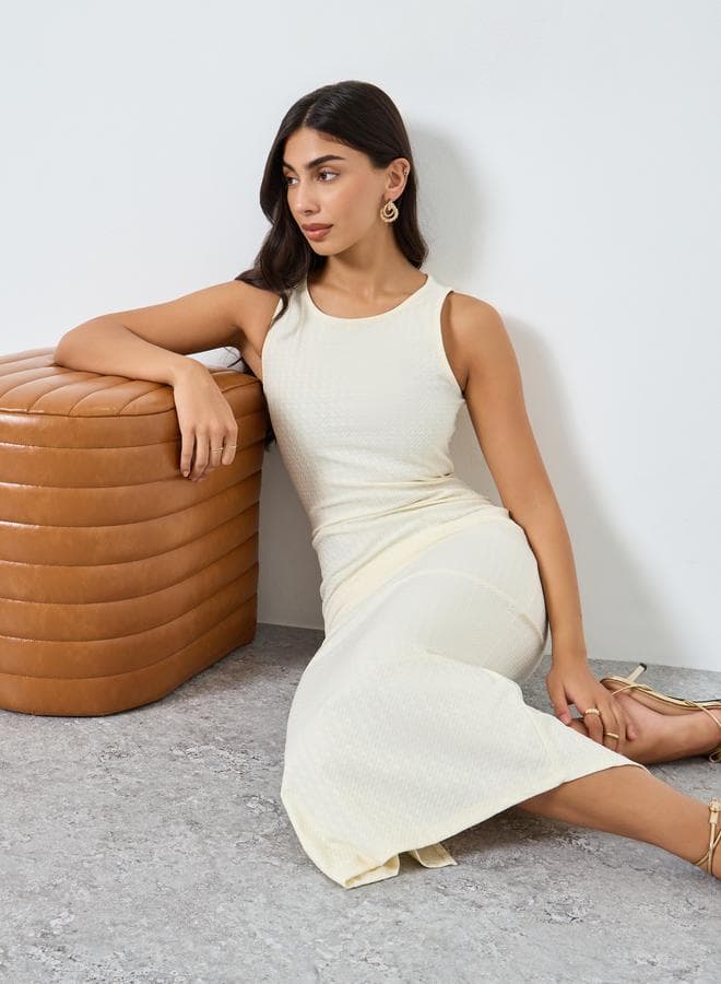 Take Two Solid Bodycon Sleeveless Midi Dress