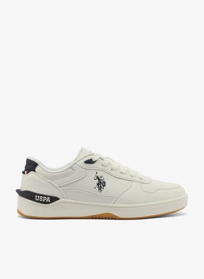 Men's White Sneakers - Classic Design with Accents, Comfortable Casual Shoes for Everyday Style