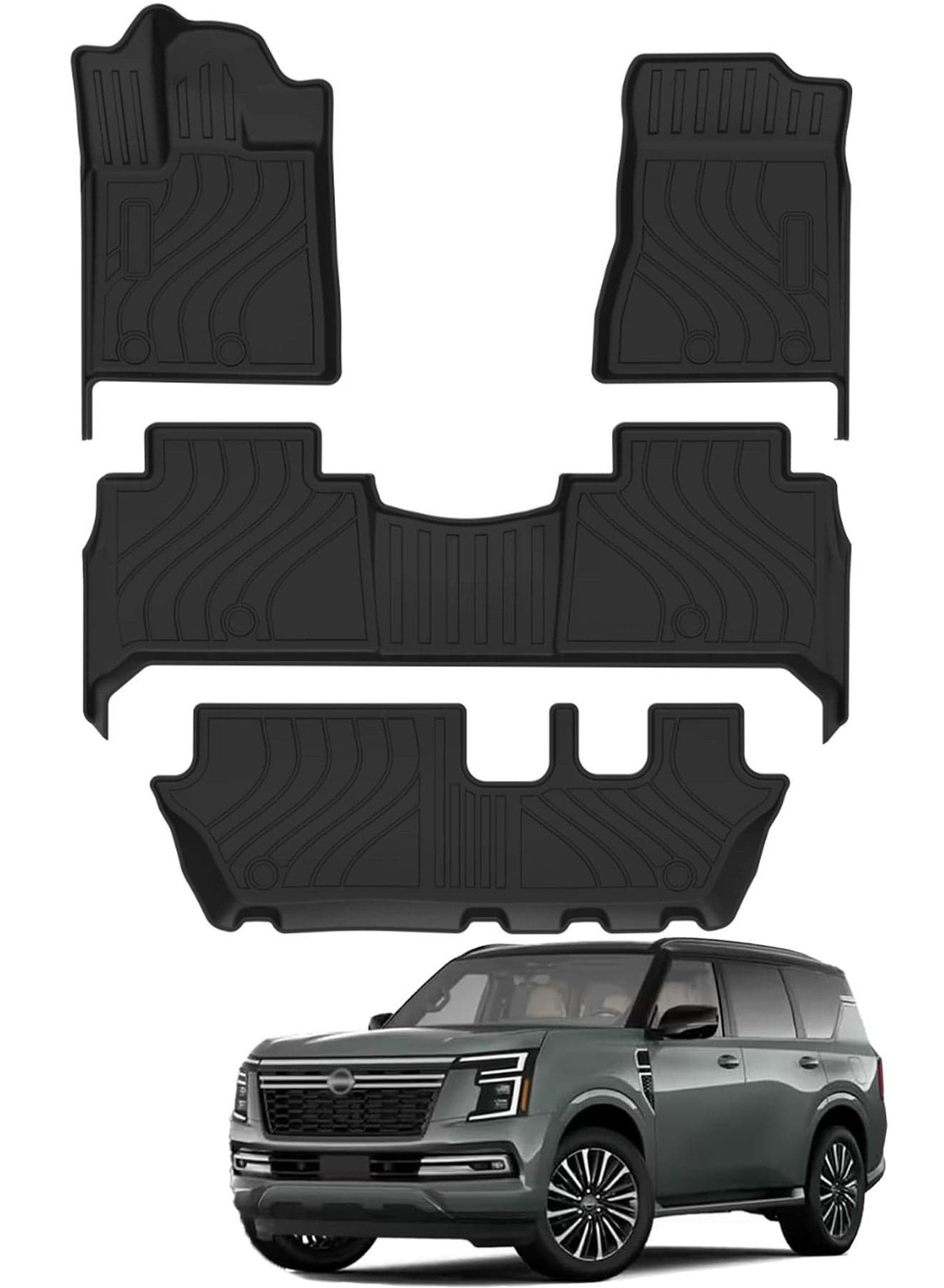 Delehehe Floor Mats For Nissan Patrol Y63 2025-2026 | All-Weather TPE Mats | Custom Fit 3D Design | Waterproof, Anti-Slip, Easy to Clean | Full Interior Protection,for Patrol Y63 Accessories