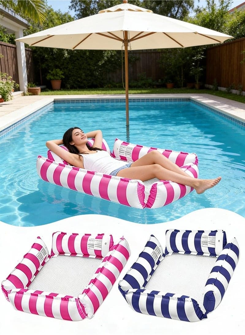 2-Pack Swimming Pool Floats, 4 in 1 Water Hammock with Pump – Durable Inflatable Pool Floats for Family Fun