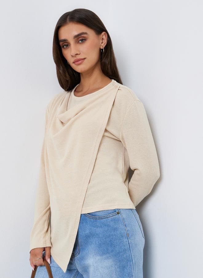 Fake two-piece commuting elegant Knit Top