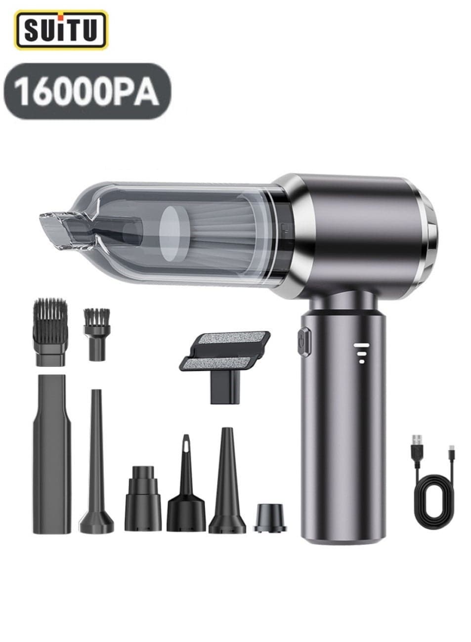 Handheld Vacuum Cleaners, 16000Pa Powerful Cordless Car Vacuum Cleaner, 3-Speed Tabletop Vacuum Cleaner with Brushless Motor, Mini Vacuum Cleaner for Car, Home, and Office