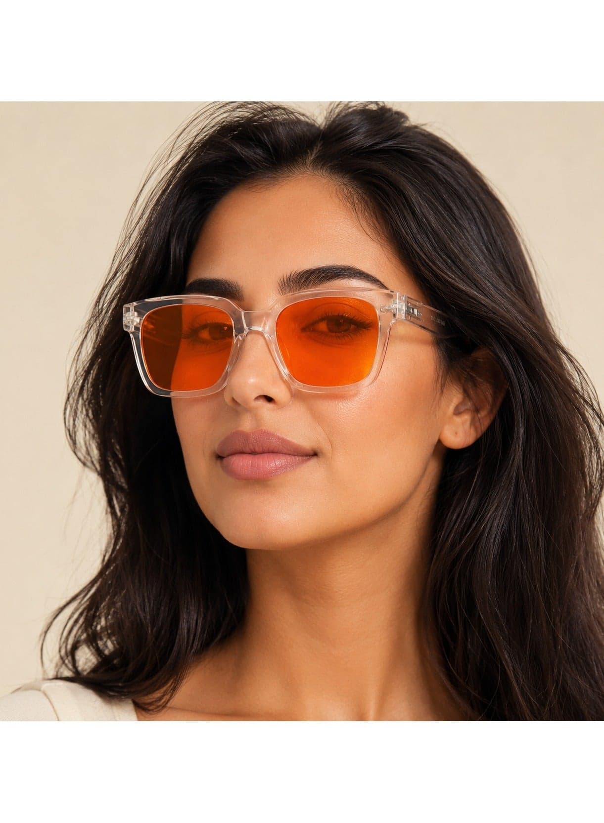 ERA Sunglasses for Women Men, Oversized Rectangular Frame with Spring Hinges, Polarised Orange Tinted Lens With UV400 Protection,Anti-reflective & Anti-Glare, Clear (Pack of 1)