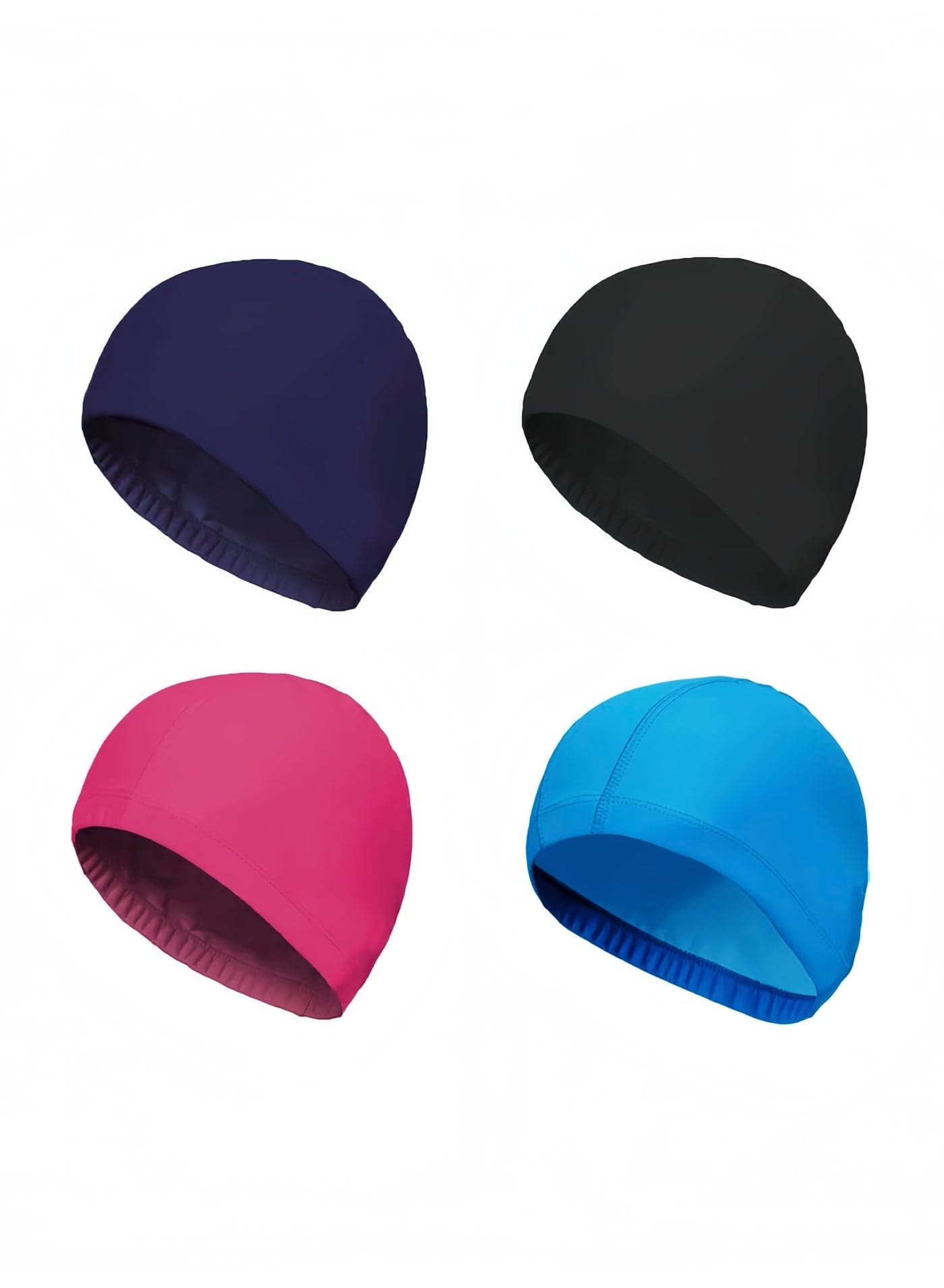 4-Pack Man Women Pure Color Nylon Spandex Fabric Swim Cap Swimming Cap Bathing Cap, Blue /Black/Pink/Dark Blue