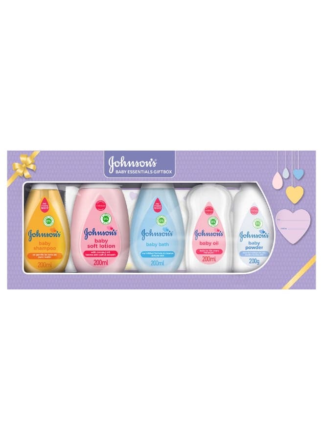Baby Essentials Gift Box: Baby Shampoo Soft Lotion Bath Oil Powder Wipes