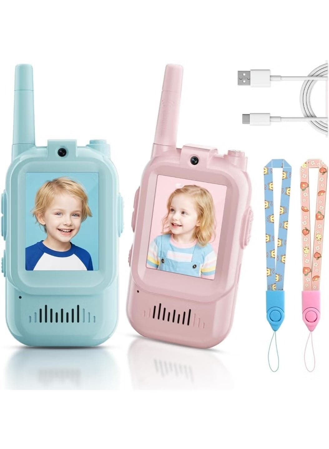 2-Piece Kids Walky-Talky Set Rechargeable Parent-Child Intercom with Voice Changer Indoor Outdoor Play Camping Gift for Ages 3-8