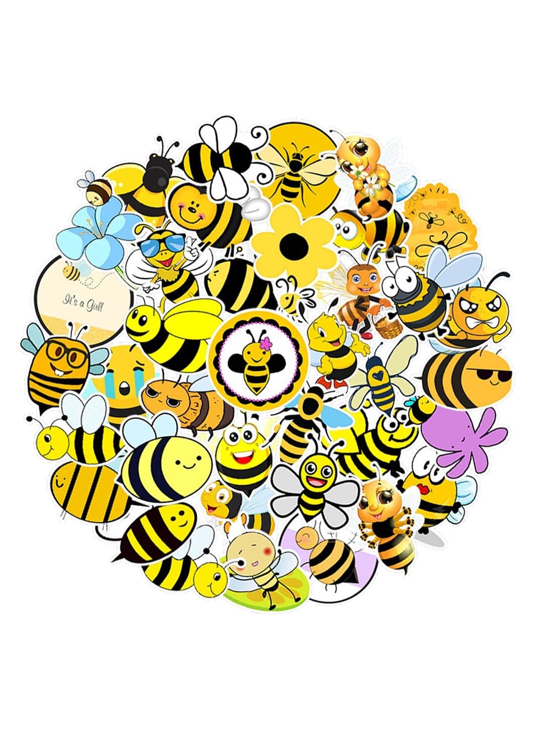 50-Piece Honey Bee Stickers Inspirational Stickers Waterproof Vinyl Stickers for Laptop Water Bottle