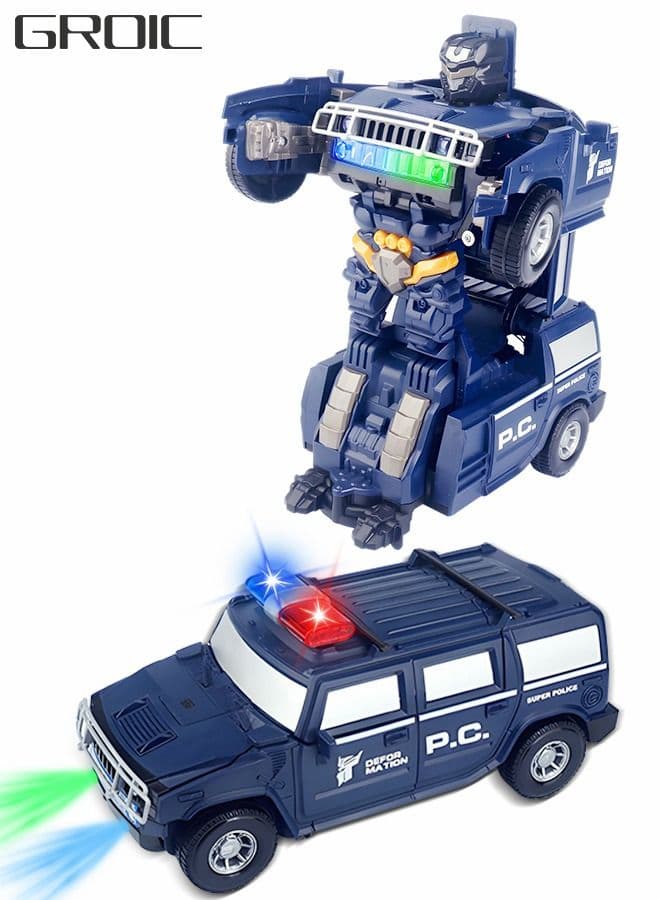 Robot Car Toy 2 in 1 Deformation Car,Transforming Toys Cars,Robot Cars Toys,Transform Car Robot,Police Car Toy with LED Light