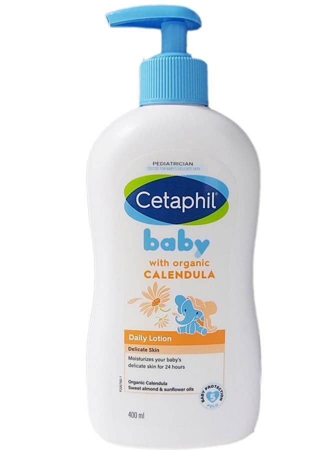 Cetaphil Baby Daily Lotion, Delicate Face & Body Moisturizer for Sensitive Skin with Organic Calendula, Unscented, 400ml