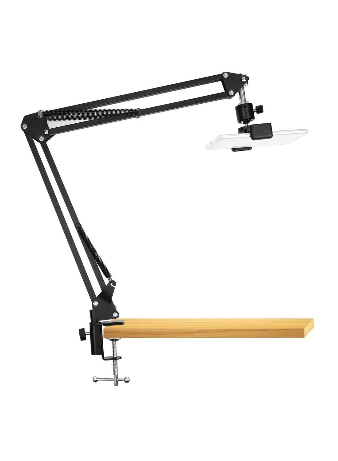 Overhead Video Stand Phone Holder Articulating Arm Phone Mount Table Top Scissor Boom Arm Articulating Phone Stand Tablet Phone Holder For Streaming Phone
