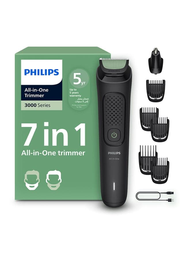 All-in-One Trimmer MG3920/15 | 7-in-1 Beard, hair & nose trimming | 60 min cordless | USB-A charging | Washable parts | Pouch included Black