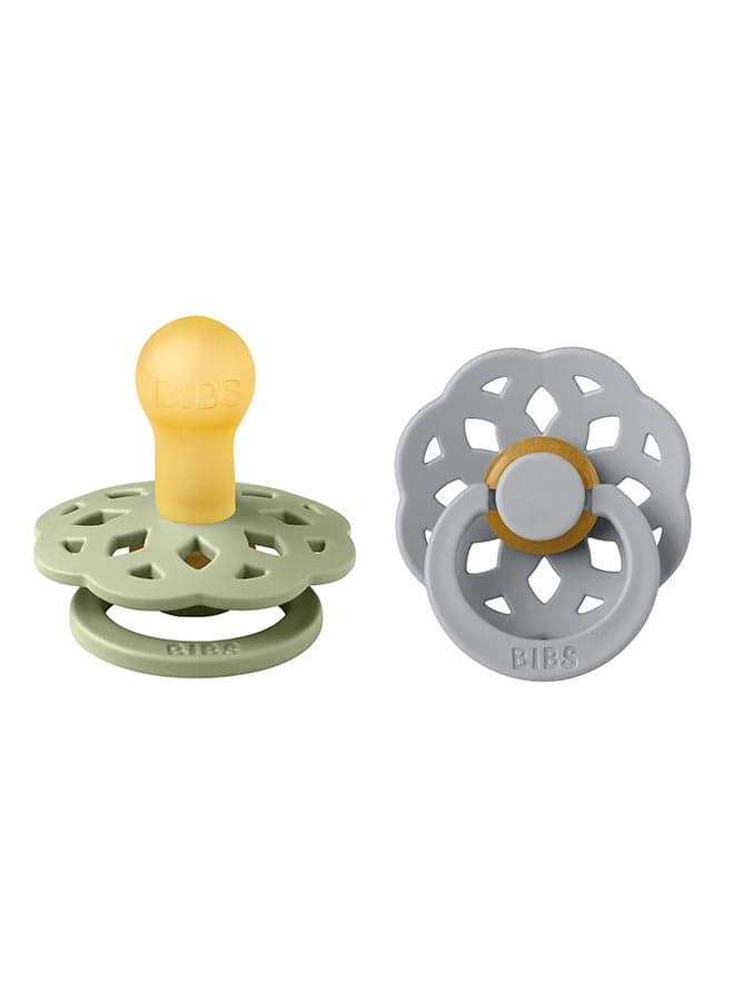 Baby Pacifier Boheme, Made with Natural Rubber Latex, Round Nipple, Mouth Skin Sensitive, Soft, Flexible, For Babies Aged Upto 6 Months, BPA-free, Sage/ Cloud Colour, Pack of 2, Size 1