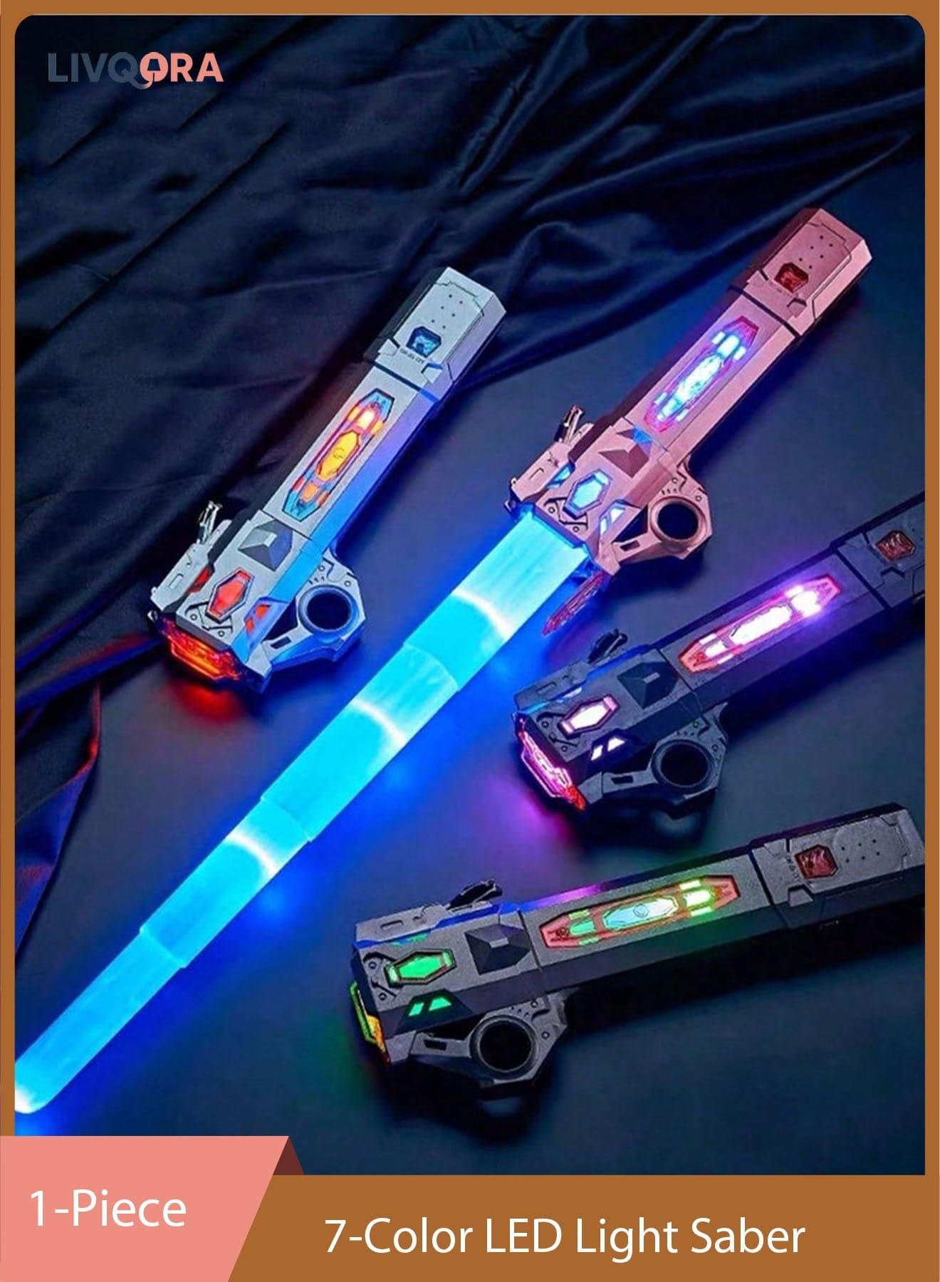 LED Light Saber Toy with Sound Effects, Extendable 7-Color Changing Glow Sword (13–27.5 inch), Interactive Space Warrior Laser Sword for Kids Cosplay, Party & Birthday Gift