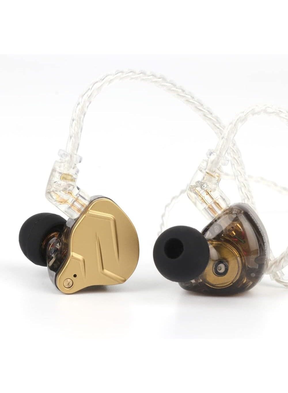 KZ ZSN PRO X iem Dual Driver 1BA+1DD Hybrid Metal Earphones HiFi in-Ear Monitor with Detachable Recessed 2Pin Cable, Zin Alloy Panel (With Mic, Gold)