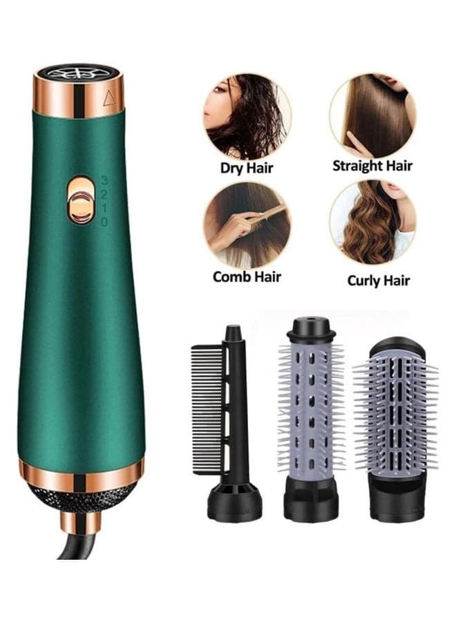 3 In 1 Hair Dryer Rotating Brush Green 22x4cm