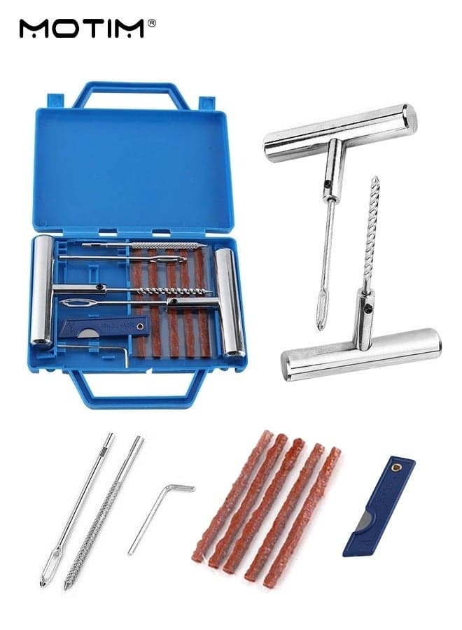 12 Piece Tire Repair Kit, Fix Punctures and Tire Plug Flats Kit, Car Tyre Repair Fix Tire Valve Tools for Cars, Trucks, Motorcycle, ATV, Jeeps, Off Road Vehicles, RV, Tractors