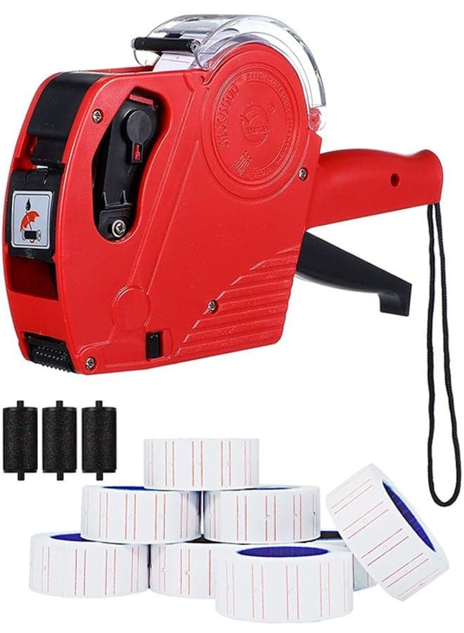 8 Digits Price Tag Gun, Price Label Maker with 5000 Blank Sticker Labels, 3 Ink Rollers for Office, Retail Shop, Grocery Store, Food and Clothing
