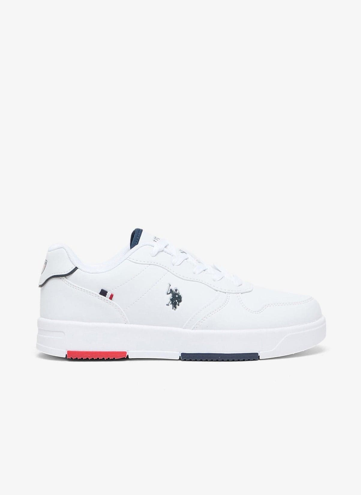 Women's White Low-Top Sneakers with Red and Blue Accents, Elegant Design Comfortable Casual Shoes for Everyday Wear