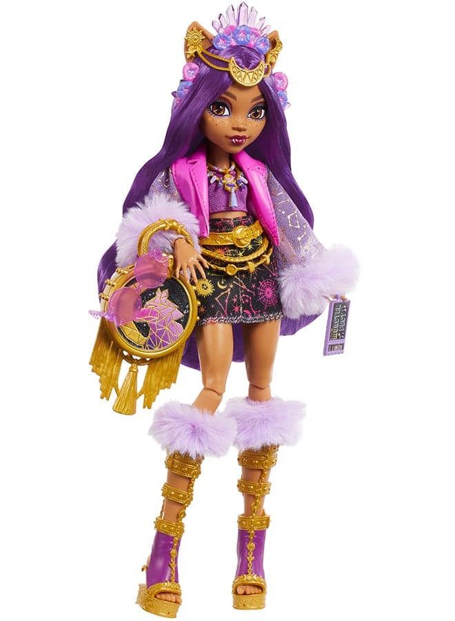 Monster Fest Doll, Clawdeen Wolf with Glam Outfit & Festival Themed Accessories like Snacks, Band Poster, Statement Bag & More