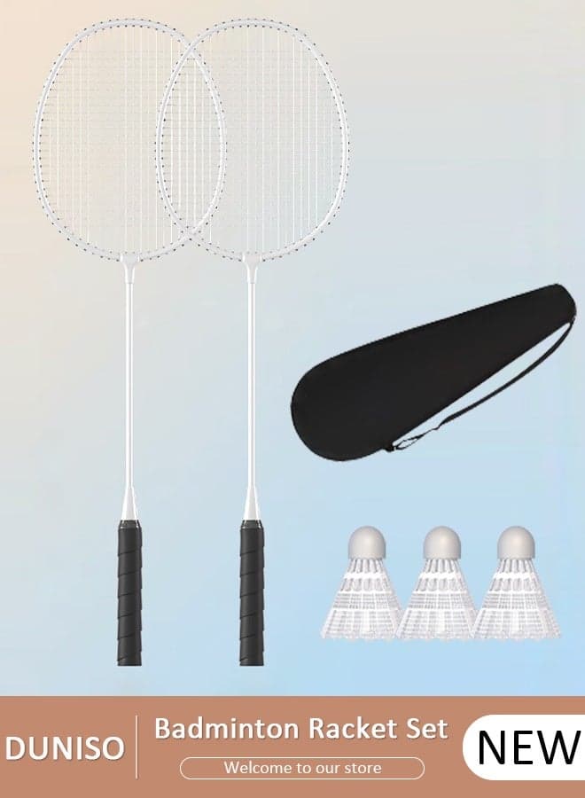 Badminton Rackets Set 2 Player Badminton Rackets Lightweight Badminton Racquet with 3 Shuttlecocks and 1 Carrying Bag,Badminton Backyard Games for Outdoor,Garden,Beach,Family Fun Game