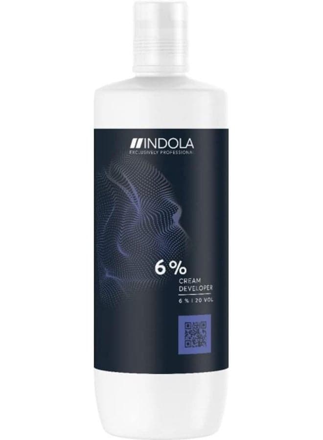 Indola Professional Cream Developer, Caring & Effective Oxidation Process, 6%, 20 VOL, 1000ml