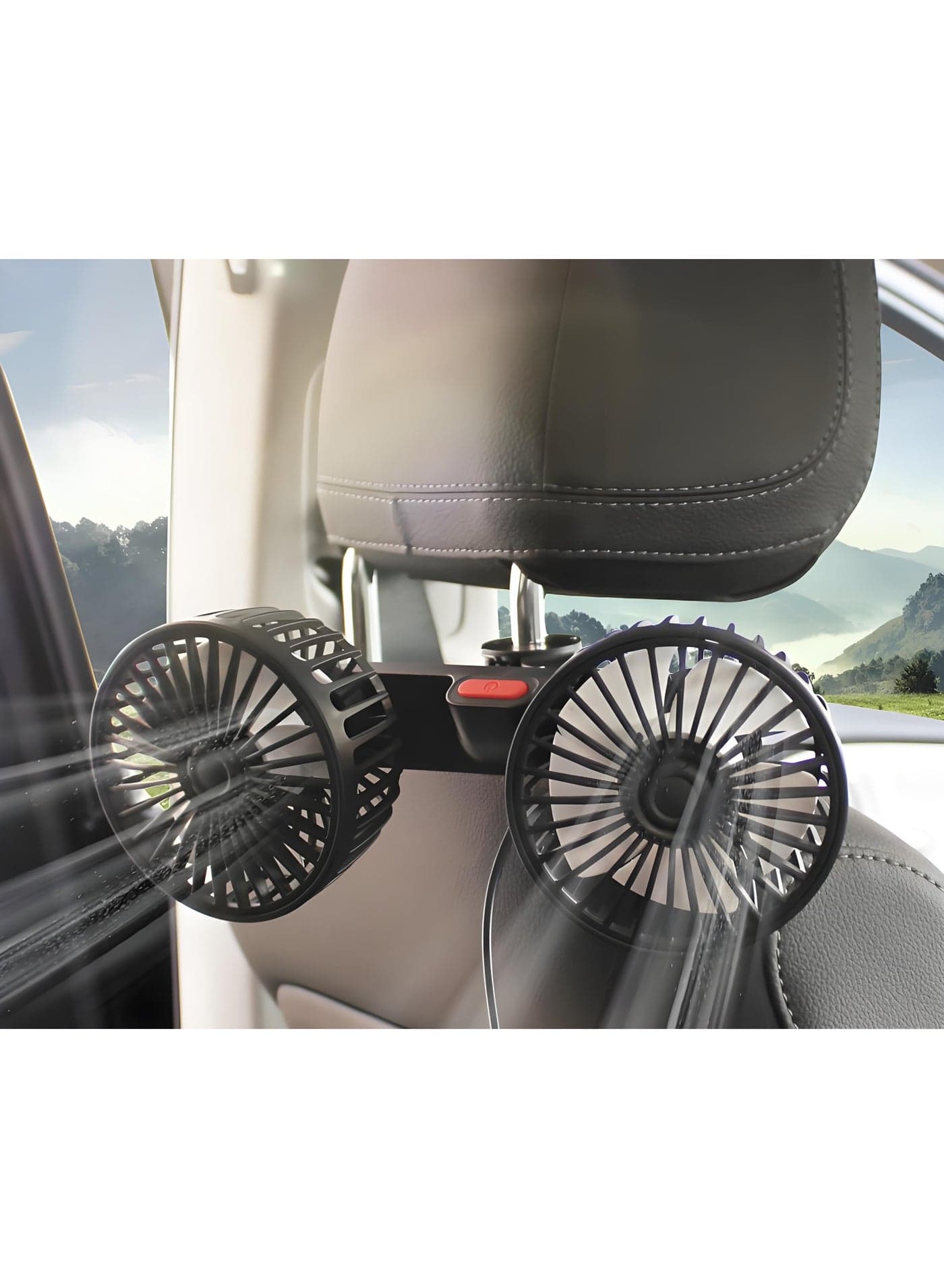 Cooling Car Fan, USB Cooling Fan for Car Backseat, 360 Degree Rotatable Dual Head Speed Rear Seat Air Fan 3 Speed Strong Wind Rear Seat Air Circulation Fan,for All Vehicles, Black