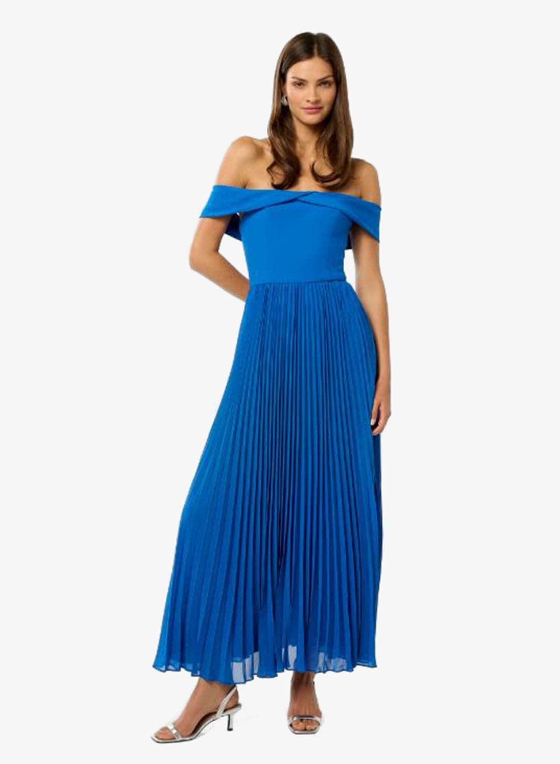 Louise Off Shoulder Pleated Maxi Dress