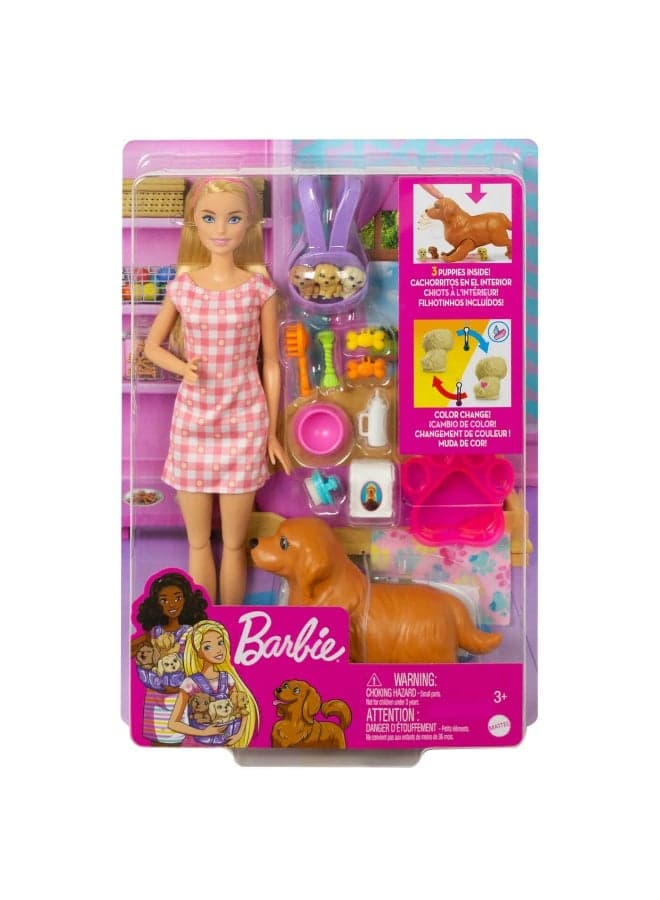 Barbie Newborn Pups Playset & Doll