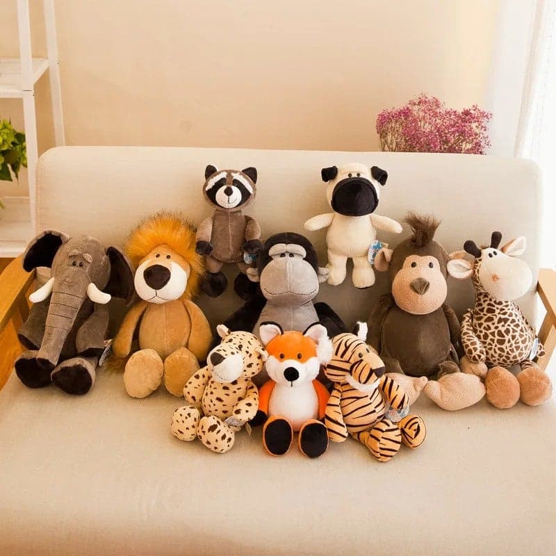 Forest & Jungle Stuffed Animal Toys – Plush Lion, Giraffe, Monkey, and Tiger – Soft Cuddly Zoo Animals for Kids