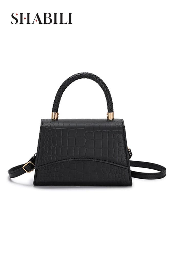Women's PU Shoulder Bag for Work and Outdoor, Ladies Bag Tote Bags with Top Handle and Detachable Crossbody Strap, Croc-Embossed Structured Handbag, Lightweight Durable Easy-Care for Daily Use, Black