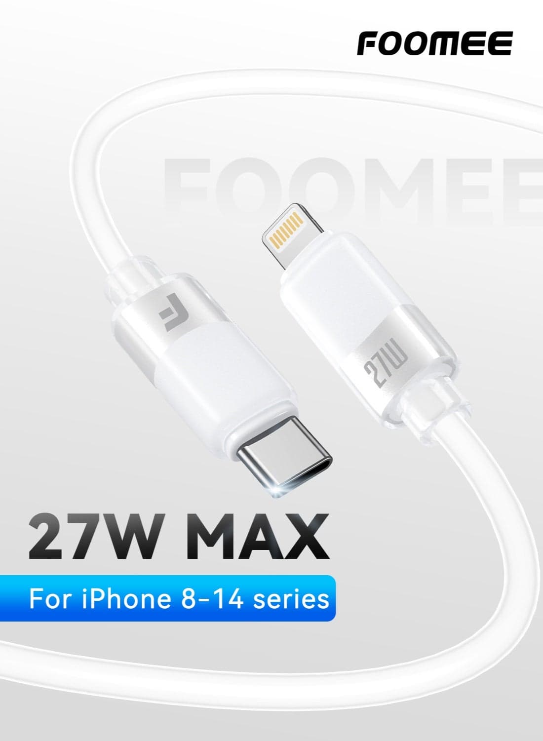 27W USB C to Lightning Data Cable, Soft Skin-friendly Silicone Material, 27W Max Output,Data Transfer Speed 480Mbps, Compatible for iPhone 14Pro Max 13 12 11 Airpods iPad series, Fast Charging, Bettery Protection, 1.2M