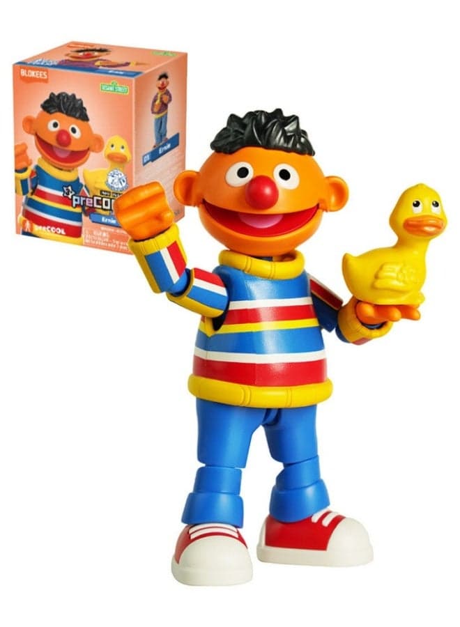 Blokees Sesame Street | Ernie Collectible Model Kit | PreCOOL Series Building Toy with Rubber Duck | Poseable Action Figure for Kids Ages 3+