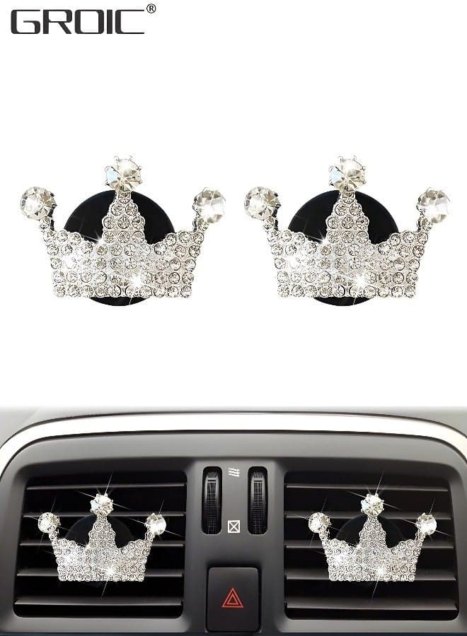 2 Pcs Bling Crown Air Vent Clips, Crystal Crown Car Air Fresheners Vent Clips,Car Diffuser Vent Clip Bling Car Decoration Car Interior Decor Cute Car Interior Decor Bling Car Accessories