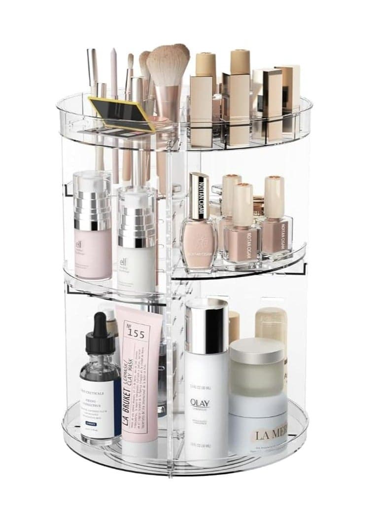 Rotating Makeup Organizer | Premium 360 Spinning Storage Case | Clear Acrylic Cosmetic Storage & Bathroom Organizer, Transparent, for Perfume, Beauty, Make up, Lipstick, Brushes