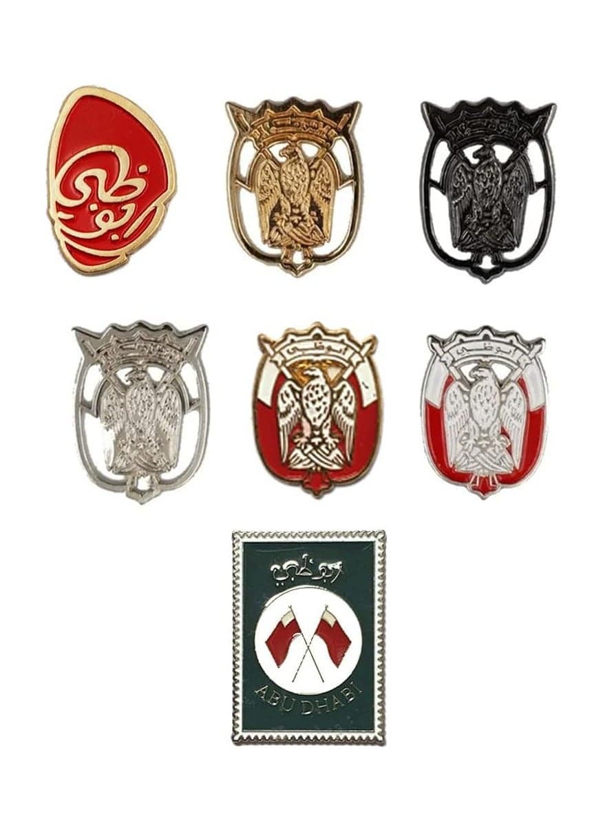 Abu Dhabi 2D Sticker Badge UAE Abu Dhabi 7 Pcs Mix Logo Design Sticker Badge Metal 3cm