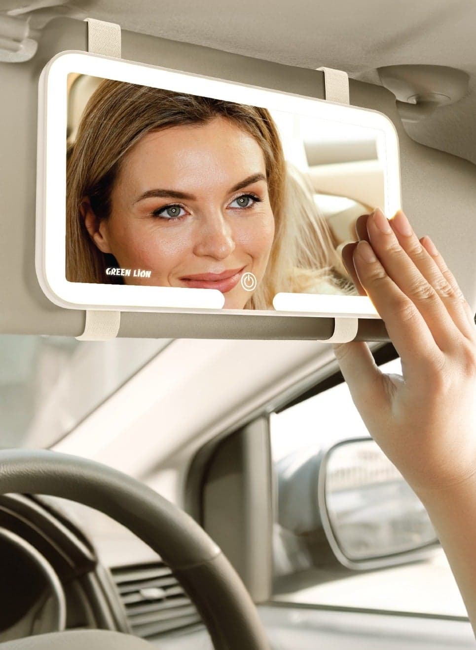 Car Makeup Mirror GMR-48 /Touch Control Adjustable Brightness / 48 LED Beads / Compact Design / Easy Installation / Compact Car mirror - Beige