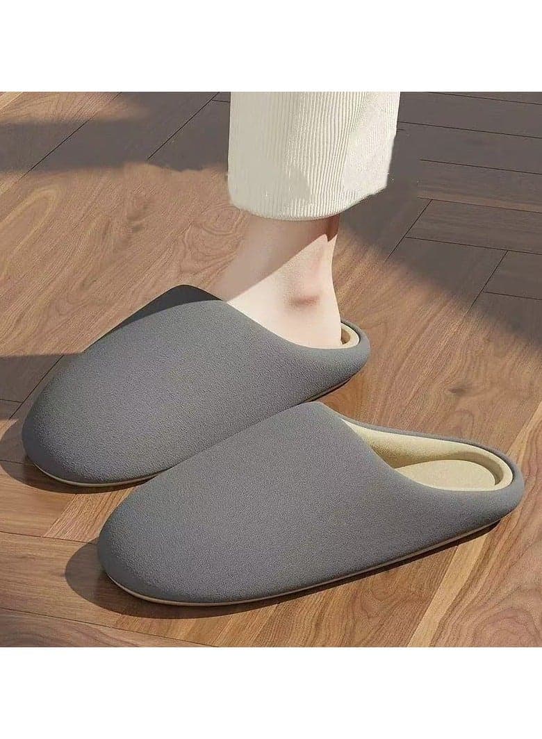 High-end light luxury, high-tech mute, soft soles, non-slip, cotton fleece, bedroom slippers, Gray