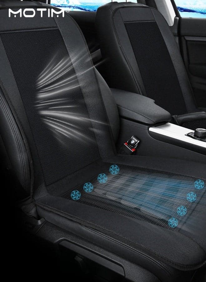 Cooling Car Front Seat Cushion with Fans, 12V Circulation Ventilated Cooling Car Seat Cover for Driving and Passager Seat, 2 Wind Speed Regulation, Breathable Car Seat Cooling Pad All Car Seats Suitable for All Seasons