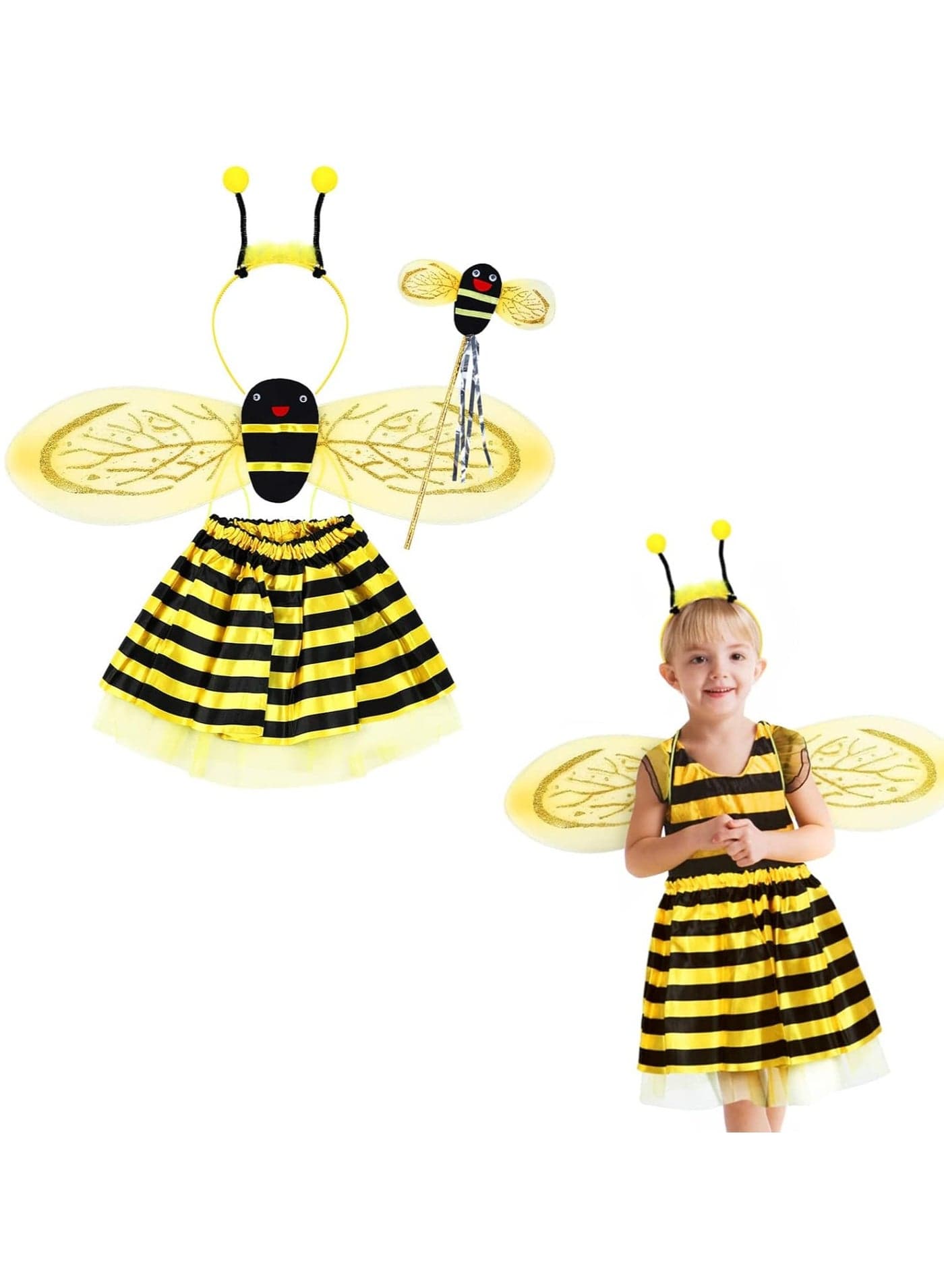 Parties Costumes Accessories for Girls, SYOSI Children Dress-up Costume Include Tutu Skirt Fairy Butterfly Wing Bee Ladybug Headband
