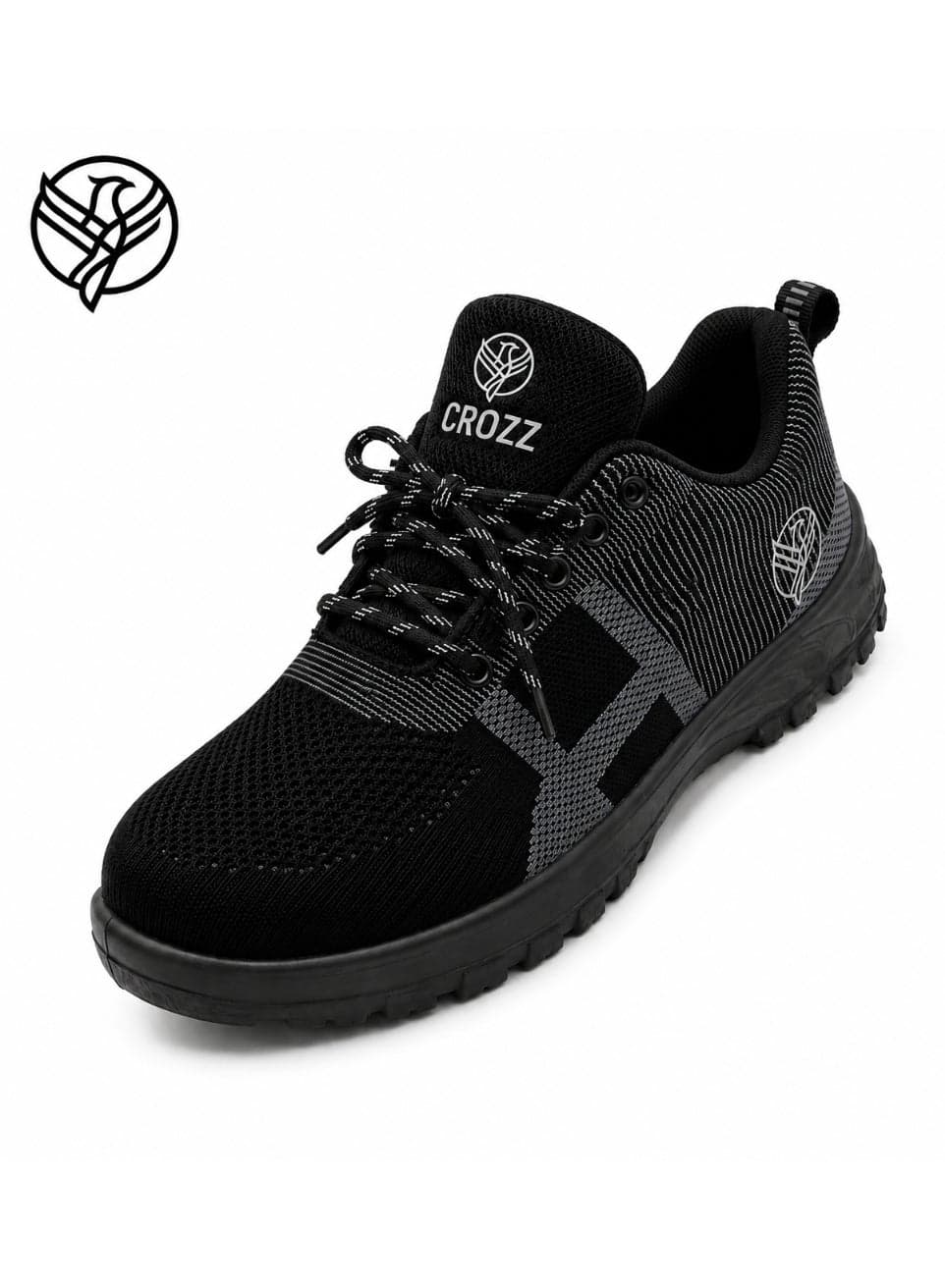 CROZZ Men and Women Safety Shoes, 200 Joules Steel Cap Protective Toe, Anti-Static Lightweight Breathable Knit Industrial Work and Construction Safety Sneakers