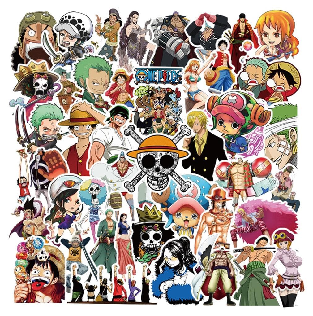 50-Piece Anime One Piece Stickers Aesthetic Sticker Waterproof Vinyl Stickers for Laptop
