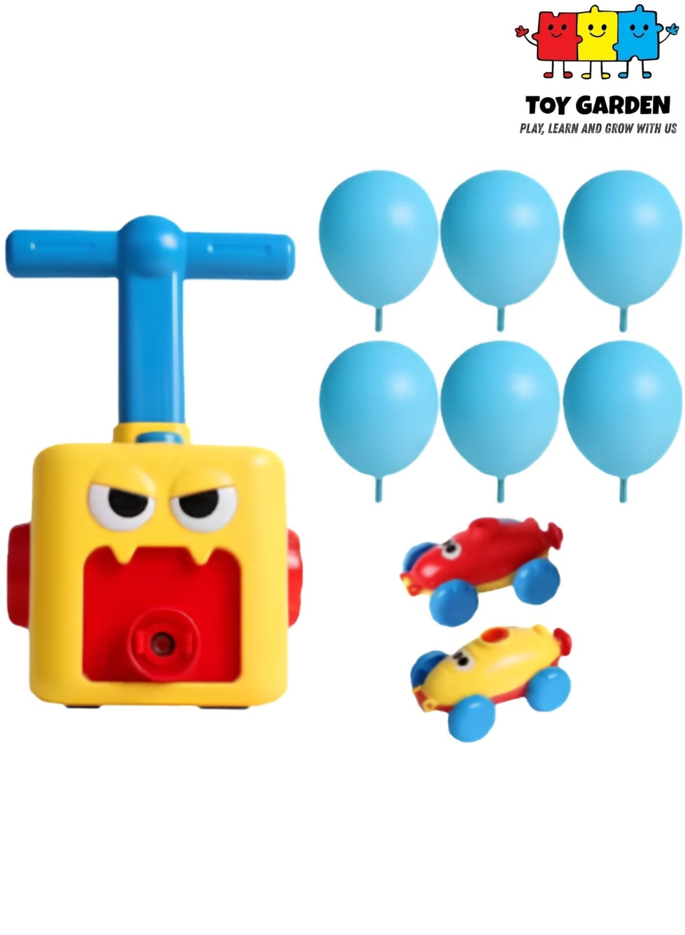 Balloon-Powered Car Toy – FBalloon Powered Car Toy Set, Monster Air Pump Launcher with 2 Race Cars and 6 Balloons, Fun Educational STEM Toy for Boys and Girls