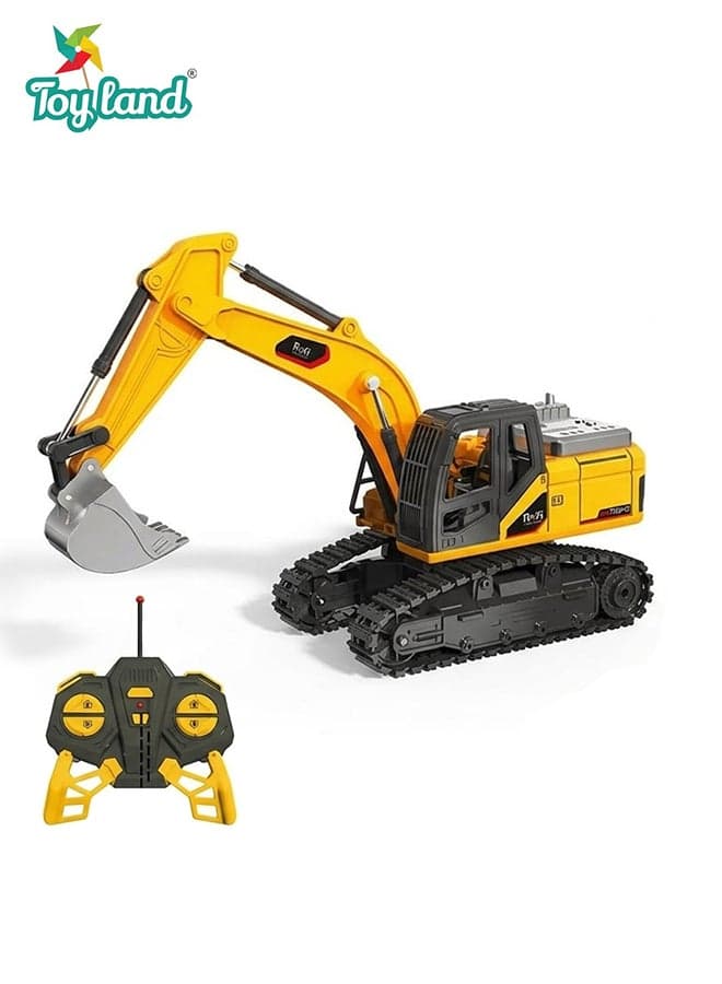 Toyland 2.4G RC Alloy Excavator Toy with Remote Control, Realistic Digging Action, Heavy Duty Construction Vehicle for Kids