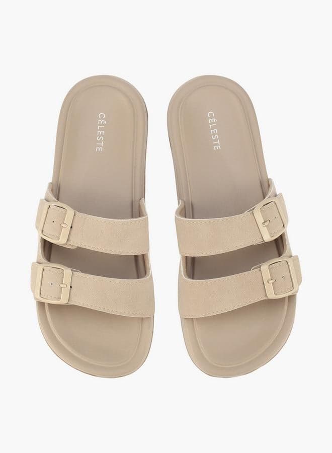 Women Buckle Detail Slides
