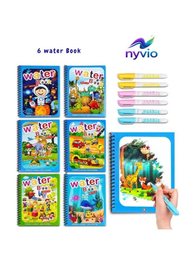 Water Coloring Books for Toddlers, Water Painting Book for Toddlers, Paint with Water Books for 3-5, Water Doodle Book Toys, Travel Toys for Toddlers, Toddler Travel Toys (6 Pack)