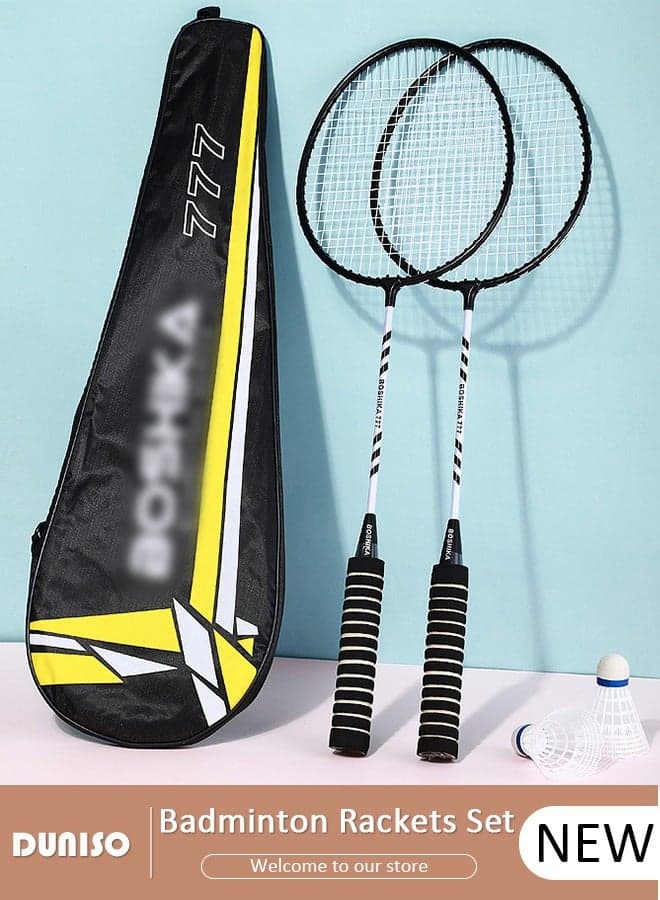 Badminton Rackets Set 2 Player Badminton Rackets Lightweight Badminton Racquet with 3 Shuttlecocks and 1 Carrying Bag,Badminton Backyard Games for Outdoor,Garden,Beach,Family Fun Game