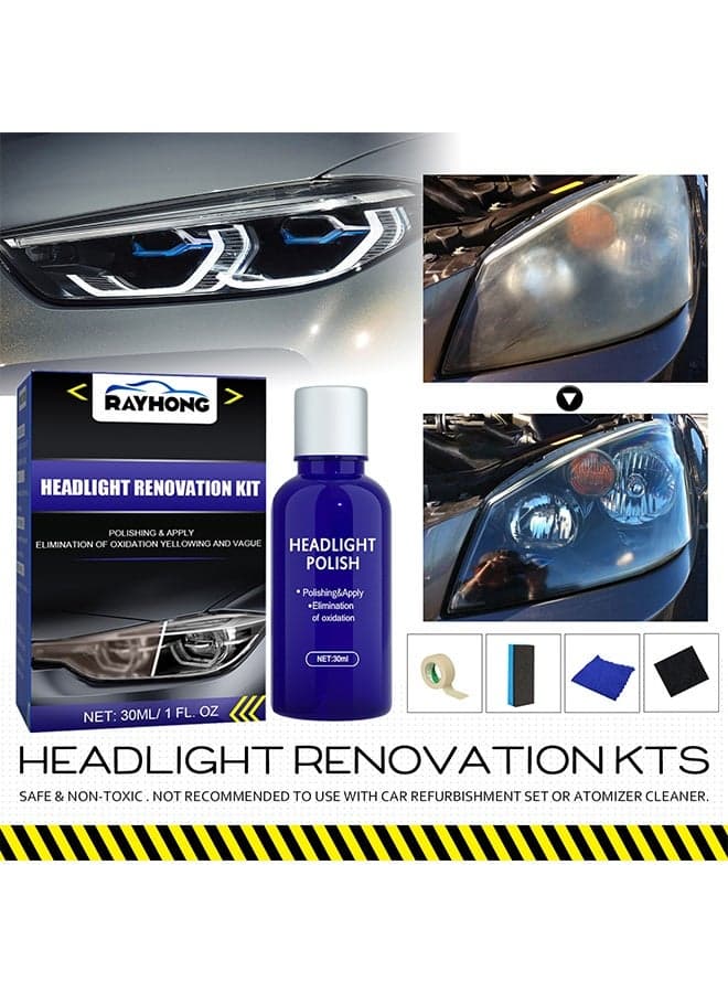 Headlight Renovation Kit - Car Headlight Polishing Agent Scratch Remover Fluid And Headlight Restoration Kit Long Lasting Protection Liquid
