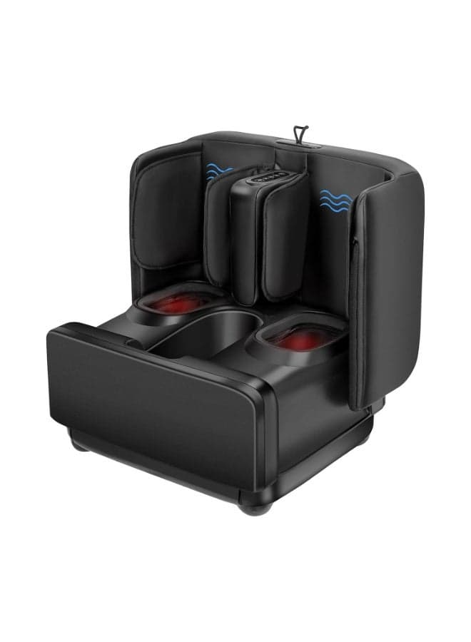 2-in-1 Foot & Lag Massager Ottoman with Heat, Shiatsu Deep Kneading Leg Massager with Air Compression, Vibration & Foldable Foot Rest, Adjustable Intensity, CF-5001